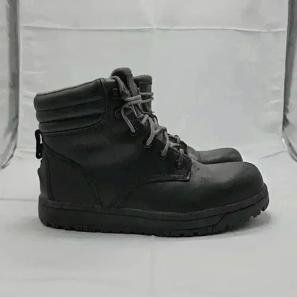 Avenger Women's Leather Lace Up Round Toe Reflex Ankle Work Boots Black Size 8